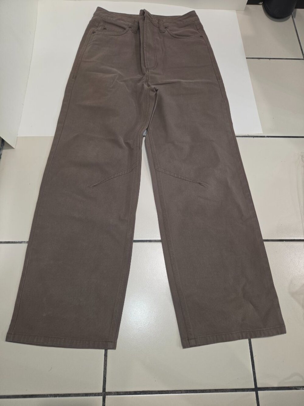 Rowan Merilee 5-Pocket Pants Womens 28 Brown Canvas Relaxed Minimalist Cotton - Picture 3 of 13